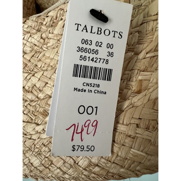 Talbots Embroidered Raffia Straw Hat Turqoise Adjustable NWT - Picture 9 of 9
